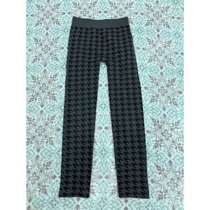 Icon Apparel Houndstooth Fleece Lined Leggings Grey Black High Rise Stretch